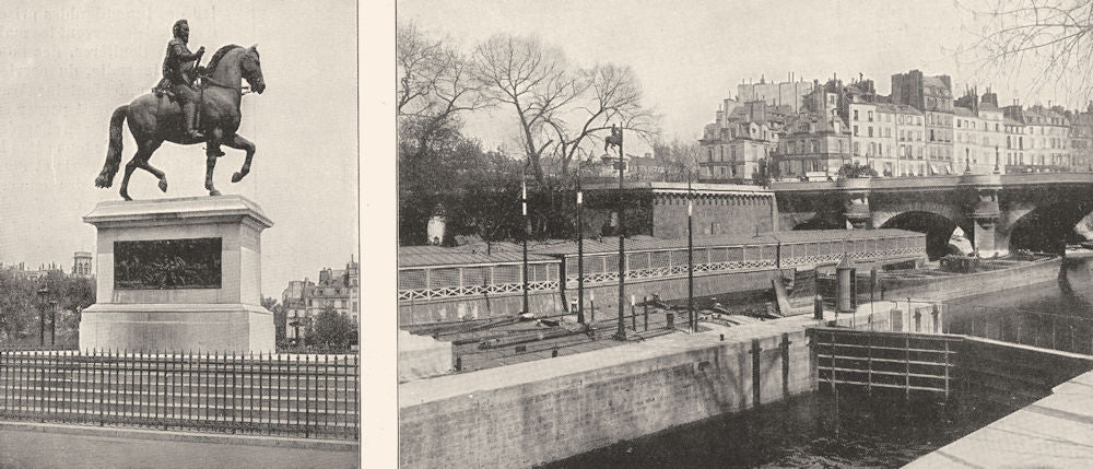 PARIS. Henri IV, sur le Pont- Neuf; Pont- neuf et Écluse de la Monnaie 1900